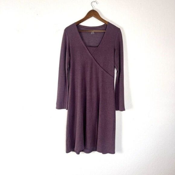 Horny Toad Purple Tomboy Faux Wrap Long Sleeve Dress Size Medium A-line Casual - Picture 1 of 10